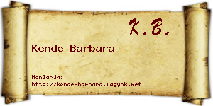 Kende Barbara névjegykártya
